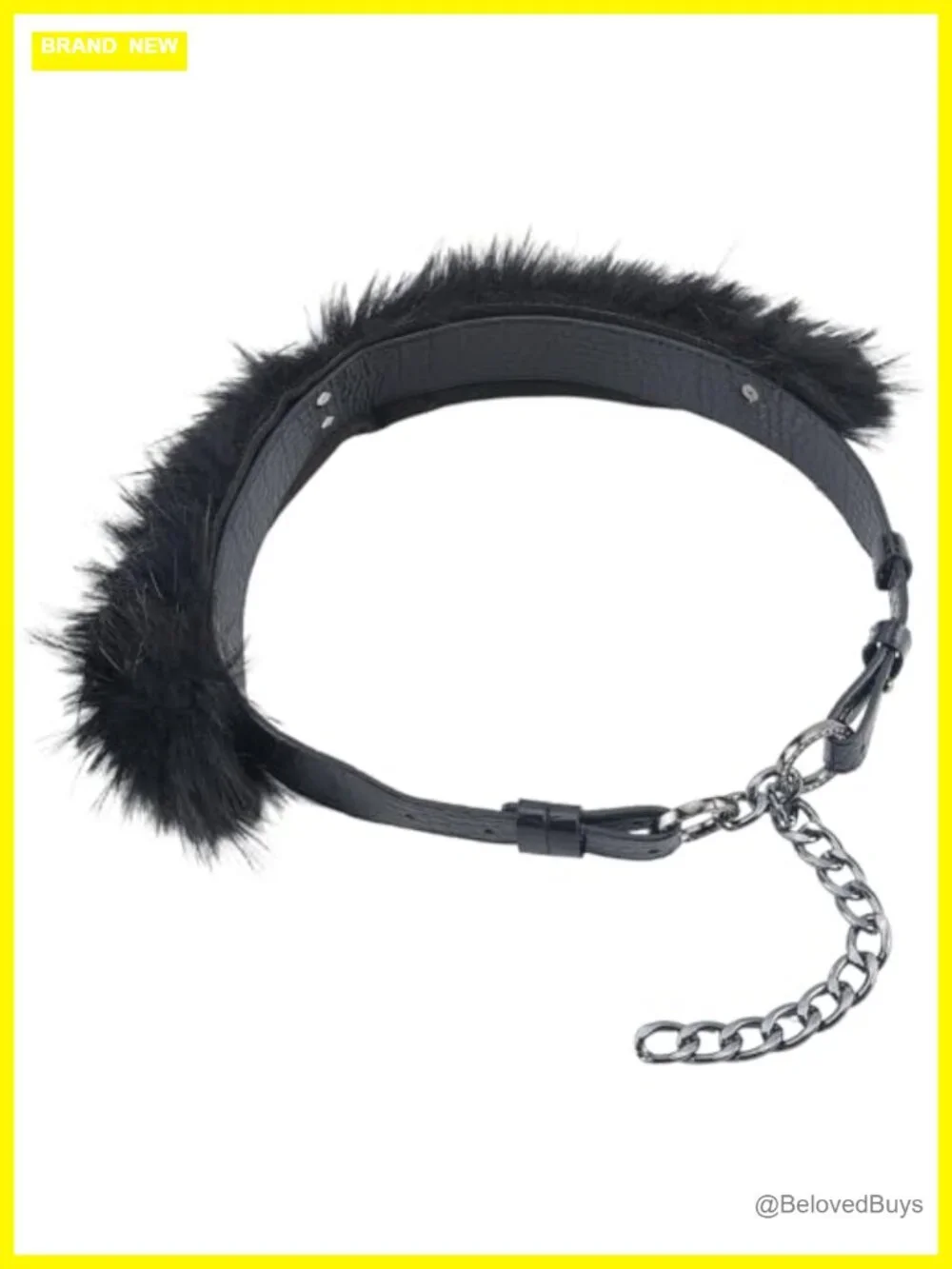 Faux Leather Furry Chain Waist Belt Women Wide Chunky Punk Grunge Punk